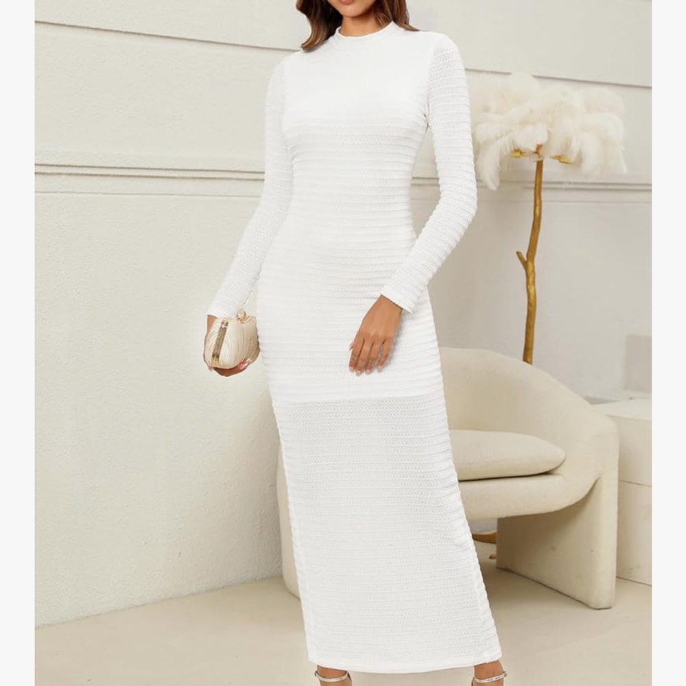 Chic Nation Classic White Long Sleeve Dress
